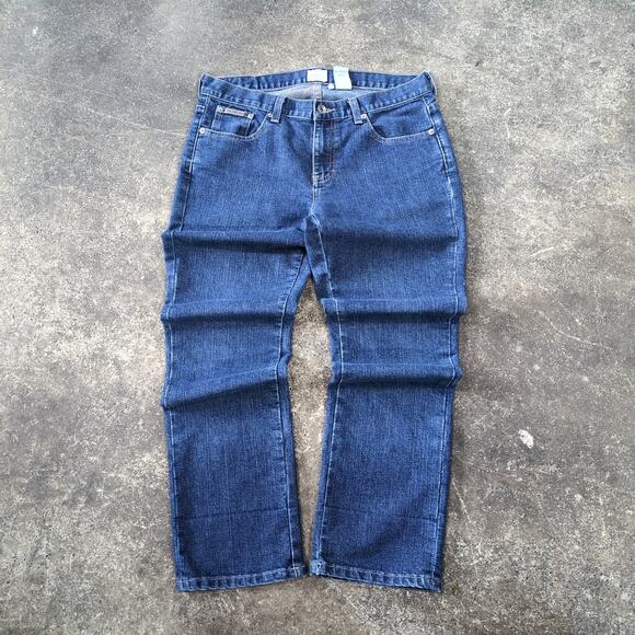 Calvin Klein Jeans Womens 6 Blue Pants Dark Relaxed Stretch Y2K Denim - Picture 1 of 9